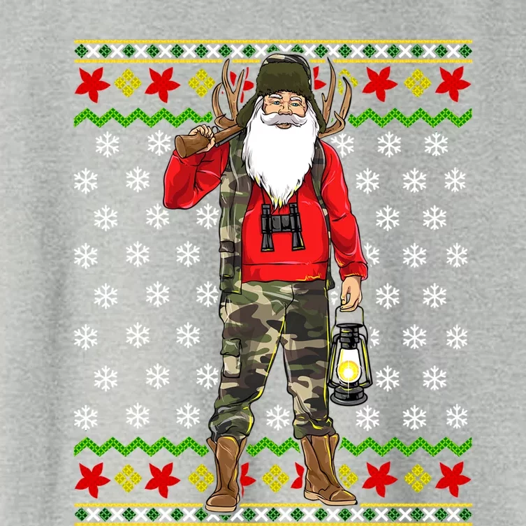 Hunter Santa Claus Hunting Ugly Christmas Sweater Pattern Gift Women's Crop Top Tee