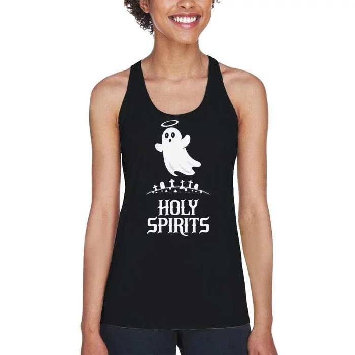 Holy Spirits Cute Ghost Design For Halloween Fun Women's Racerback Tank