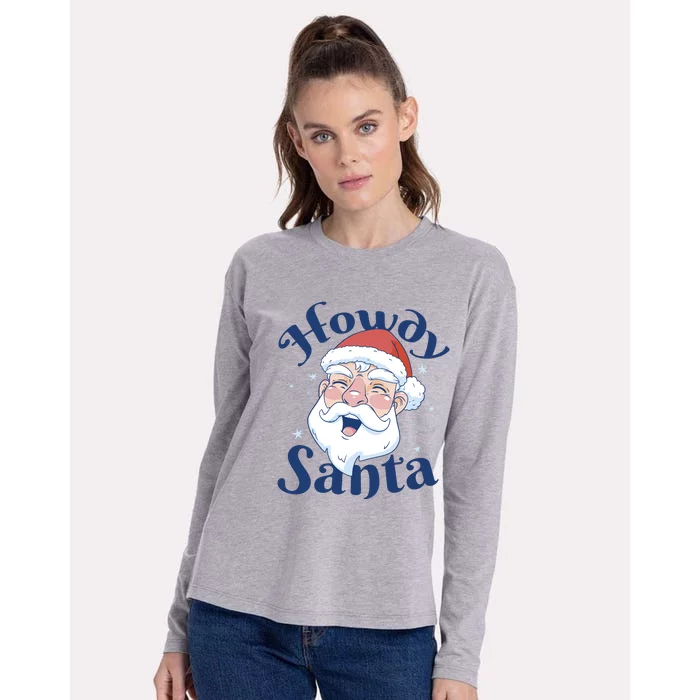 Howdy Santa Christmas Womens Cotton Relaxed Long Sleeve T-Shirt