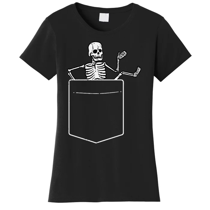 Halloween Skeleton Costume Pocket Women's T-Shirt