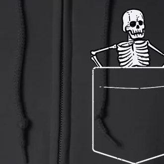 Halloween Skeleton Costume Pocket Full Zip Hoodie