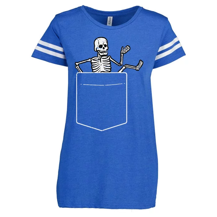 Halloween Skeleton Costume Pocket Enza Ladies Jersey Football T-Shirt