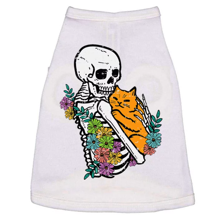 Halloween Skeleton Cat Hug Flowers Costume Doggie Tank