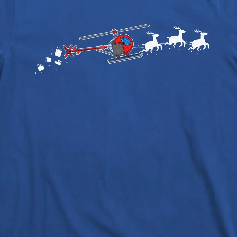 Helicopter Santa Christmas Sleigh Funny Helicopter Xmas T-Shirt