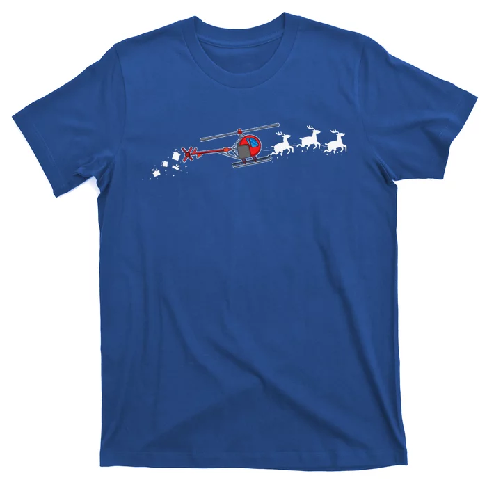 Helicopter Santa Christmas Sleigh Funny Helicopter Xmas T-Shirt