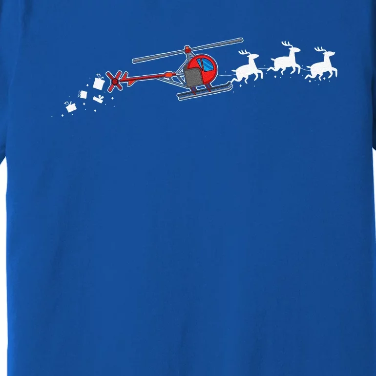 Helicopter Santa Christmas Sleigh Funny Helicopter Xmas Premium T-Shirt