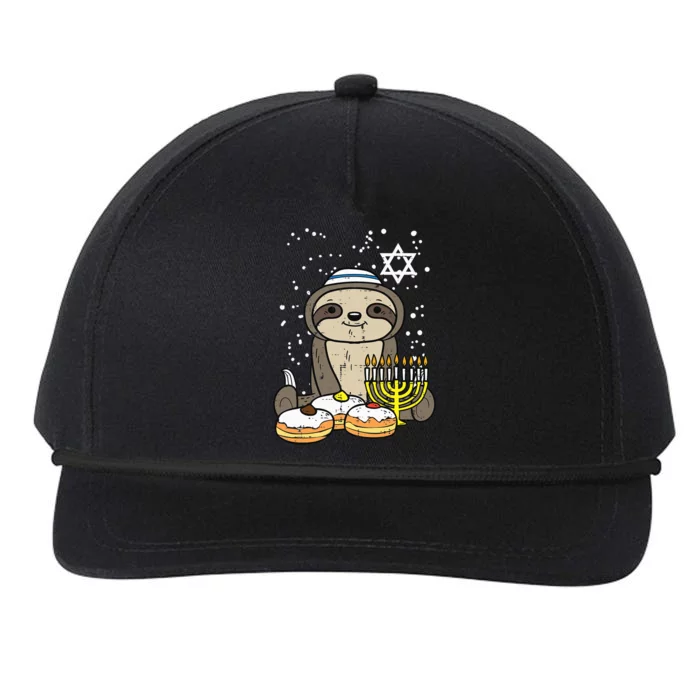 Hanukkah Sloth Chanukah Jewish Funny Christmas Snapback Five-Panel Rope Hat