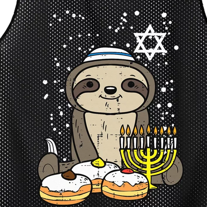 Hanukkah Sloth Chanukah Jewish Funny Christmas Mesh Reversible Basketball Jersey Tank