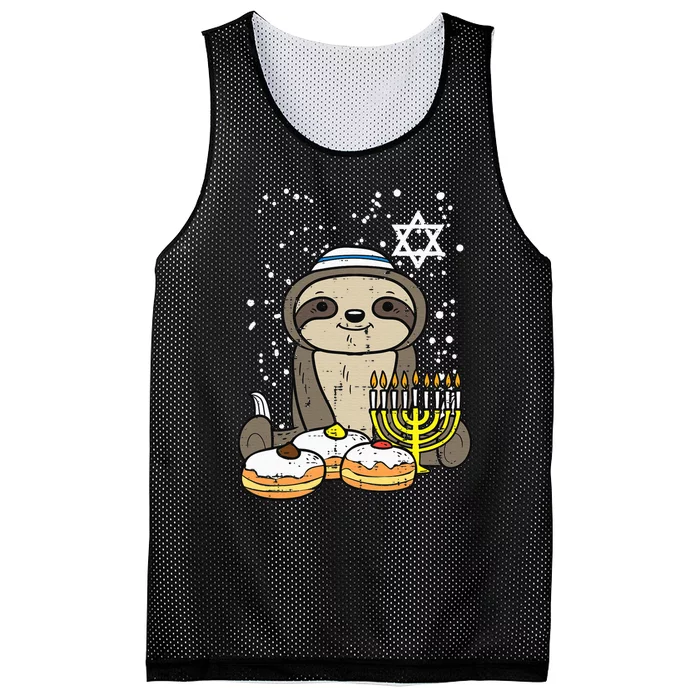 Hanukkah Sloth Chanukah Jewish Funny Christmas Mesh Reversible Basketball Jersey Tank