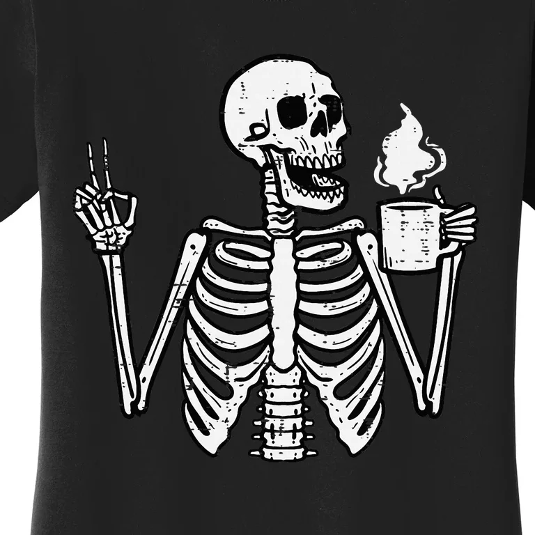 Halloween Skeleton Coffee Peace Funny Costume Women's T-Shirt