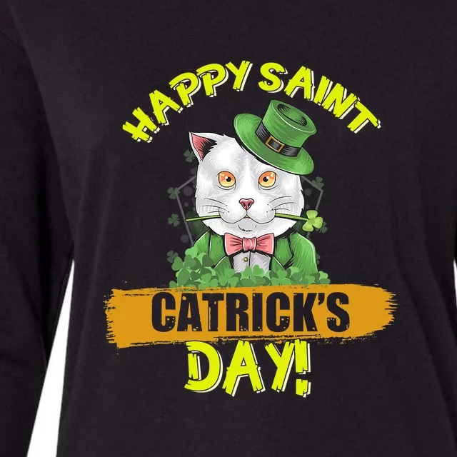 Happy Saint Catrick's Day Leprechaun Cat St Patrick Day Womens Cotton Relaxed Long Sleeve T-Shirt