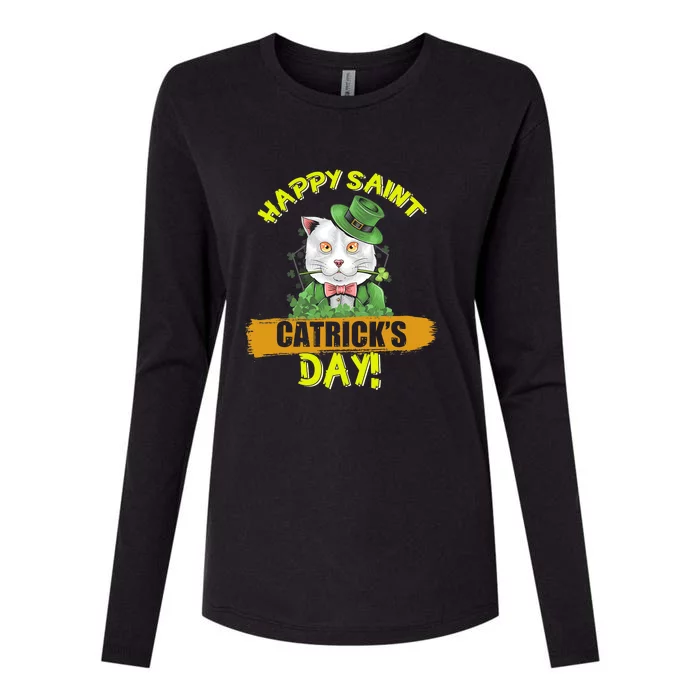 Happy Saint Catrick's Day Leprechaun Cat St Patrick Day Womens Cotton Relaxed Long Sleeve T-Shirt