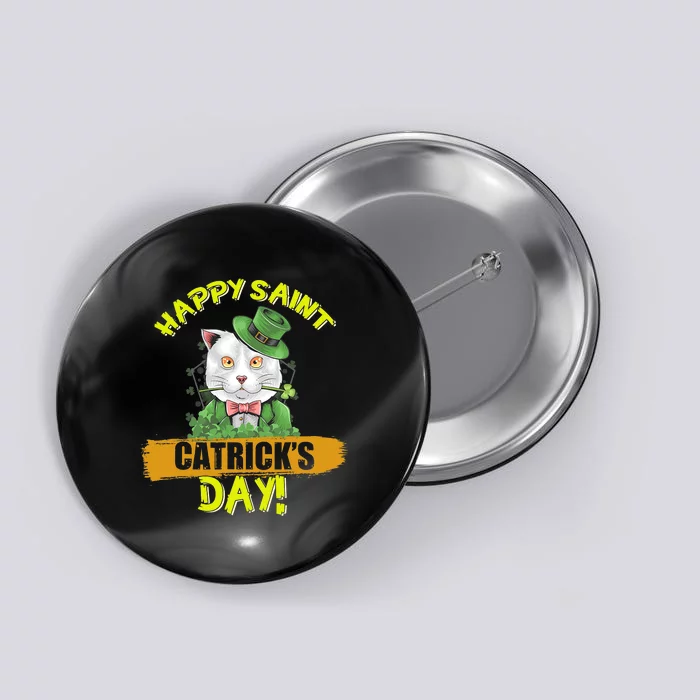 Happy Saint Catrick's Day Leprechaun Cat St Patrick Day Button