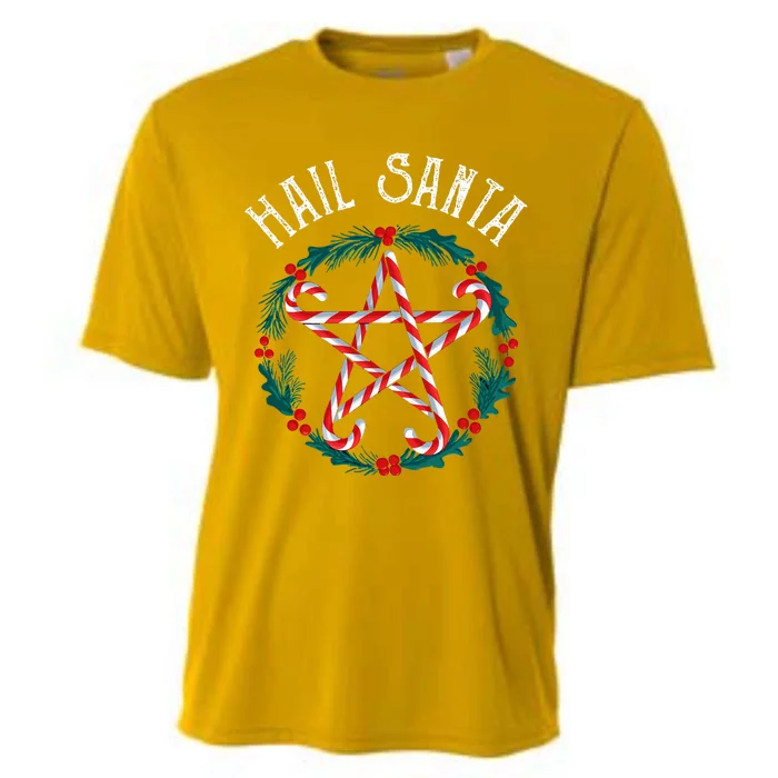 Hail Santa Candy Cane Pentagram Gothmas Cooling Performance Crew T-Shirt