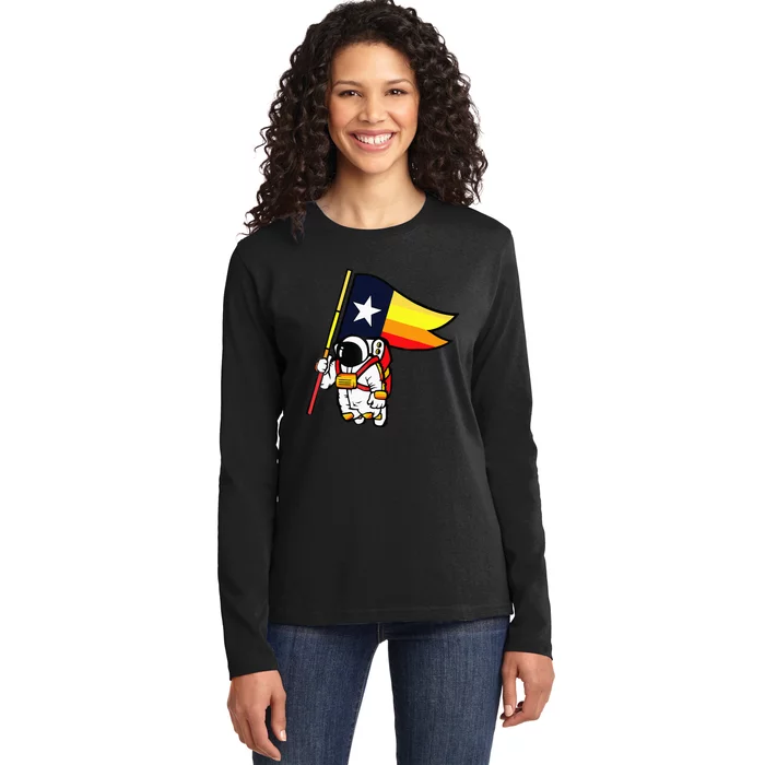 Houston Space City Astronaut Ladies Long Sleeve Shirt