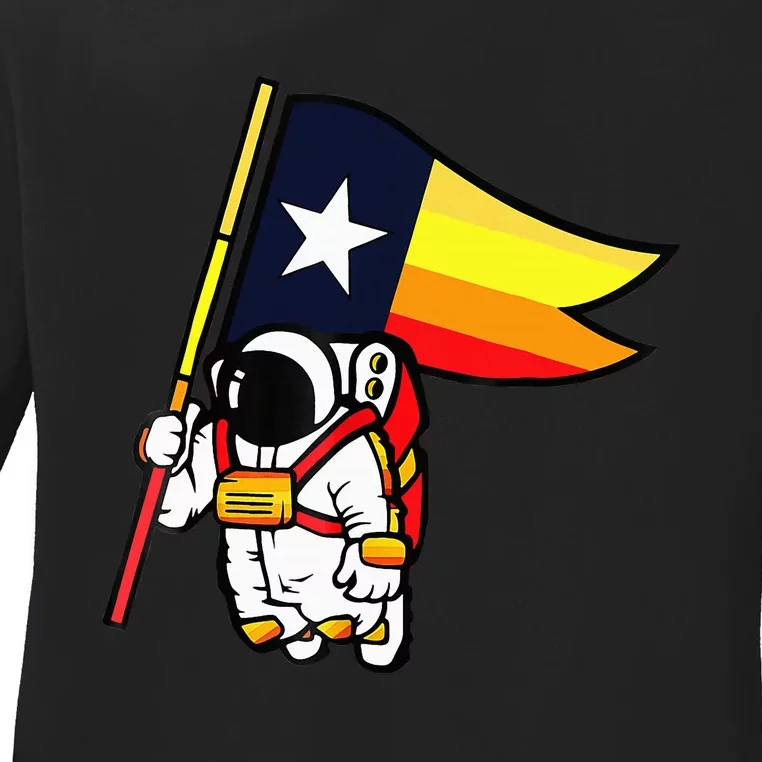 Houston Space City Astronaut Ladies Long Sleeve Shirt