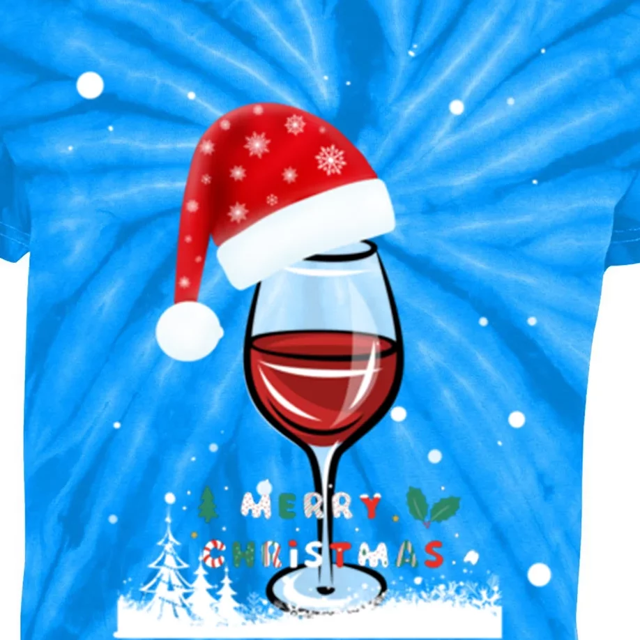 Happy Santa Christmas Wine Gift Kids Tie-Dye T-Shirt