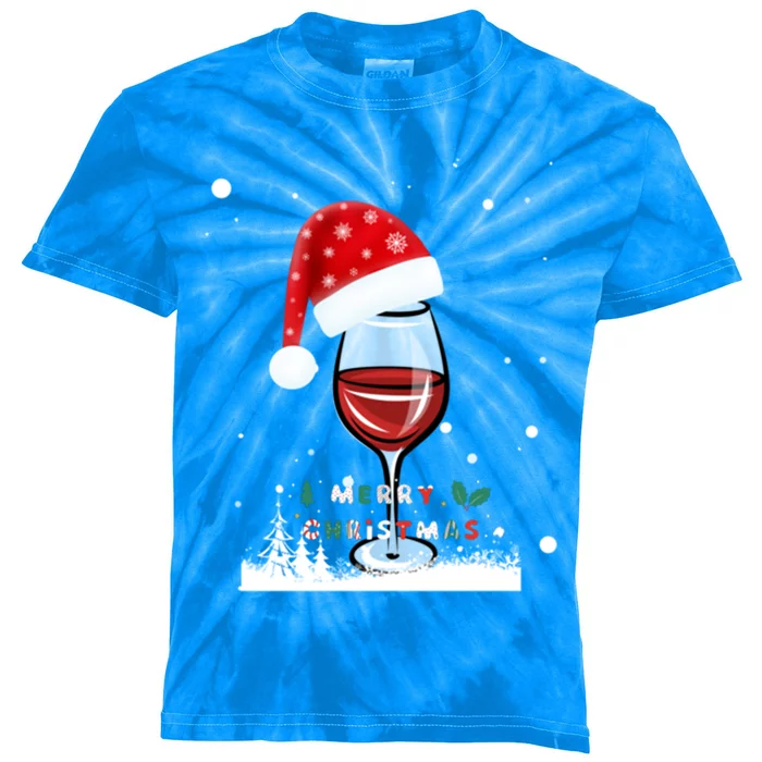 Happy Santa Christmas Wine Gift Kids Tie-Dye T-Shirt