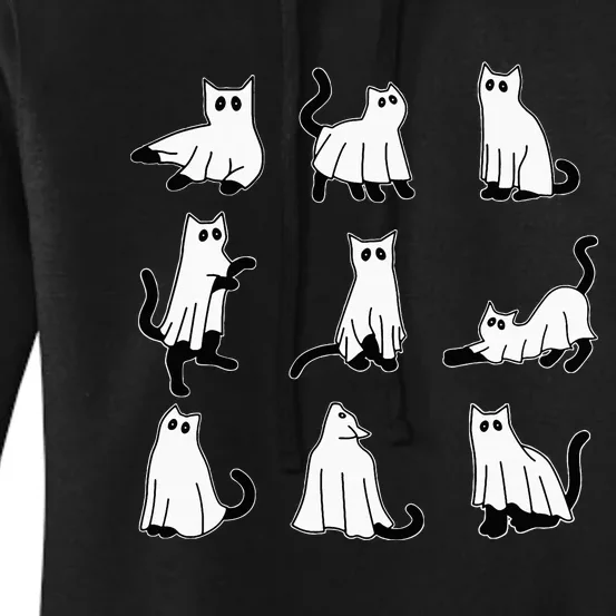 Halloween Spooky Cute Black Cats Kitty Ghosts Fall Women's Pullover Hoodie