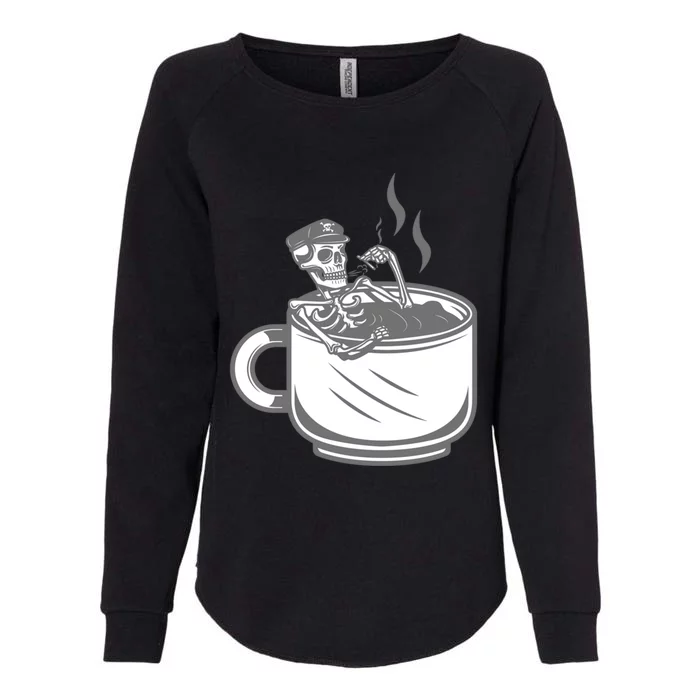 Halloween Skeleton Coffee Cup Vintage Retro Biker Great Gift Womens California Wash Sweatshirt