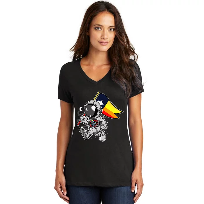 Houston Space City Astronaut Women's V-Neck T-Shirt