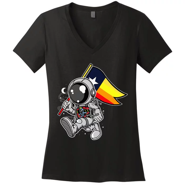 Houston Space City Astronaut Women's V-Neck T-Shirt