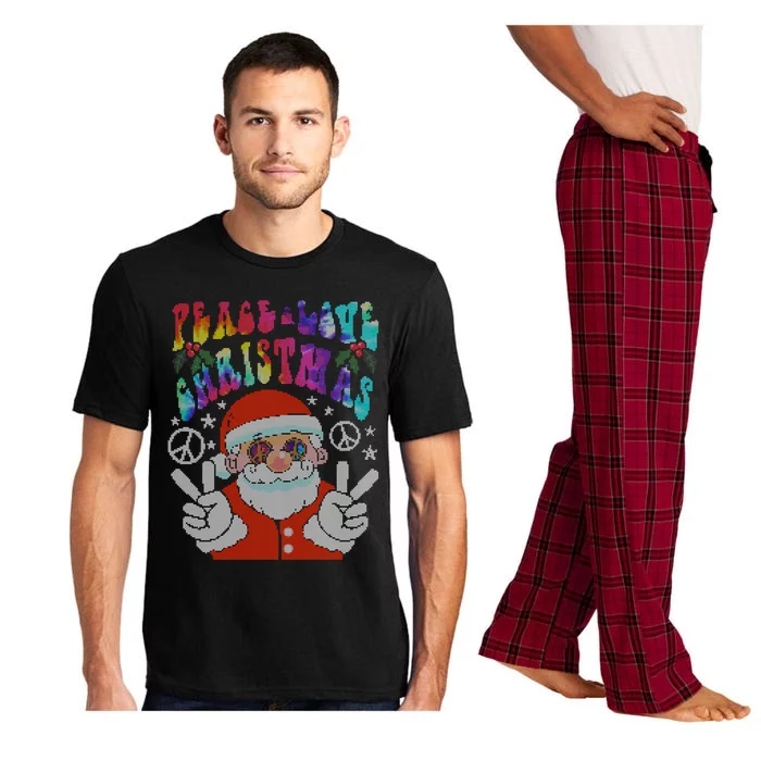 Hippie Santa Claus Tye Dye Peace Love Ugly Christmas Gift Pajama Set