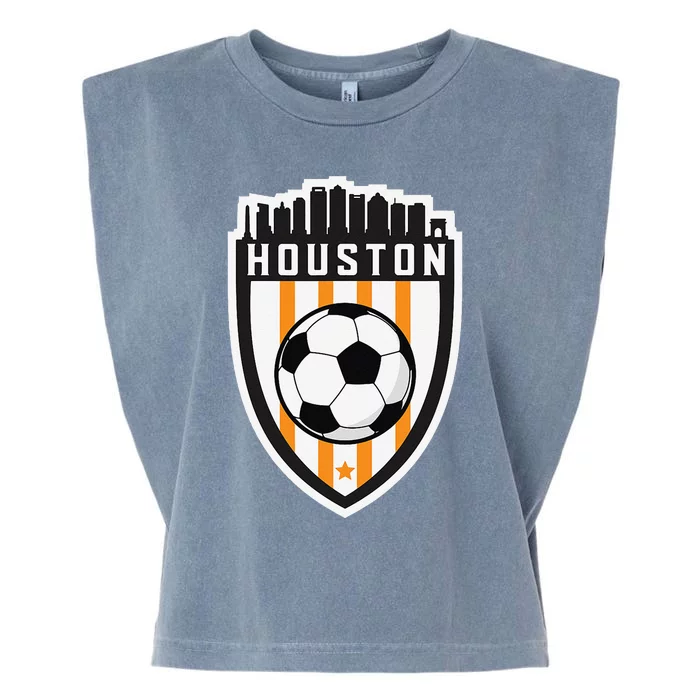 Houston Soccer City Skyline Futbol Club Match Day Fan Garment-Dyed Women's Muscle Tee