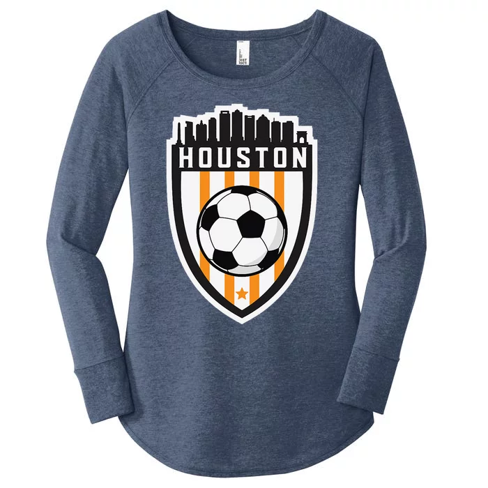 Houston Soccer City Skyline Futbol Club Match Day Fan Women's Perfect Tri Tunic Long Sleeve Shirt