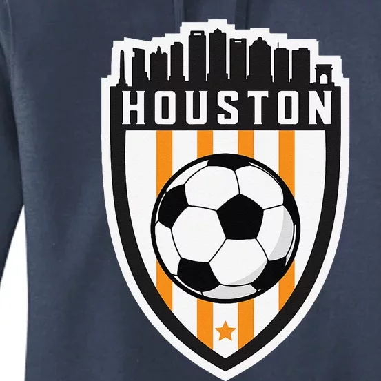 Houston Soccer City Skyline Futbol Club Match Day Fan Women's Pullover Hoodie