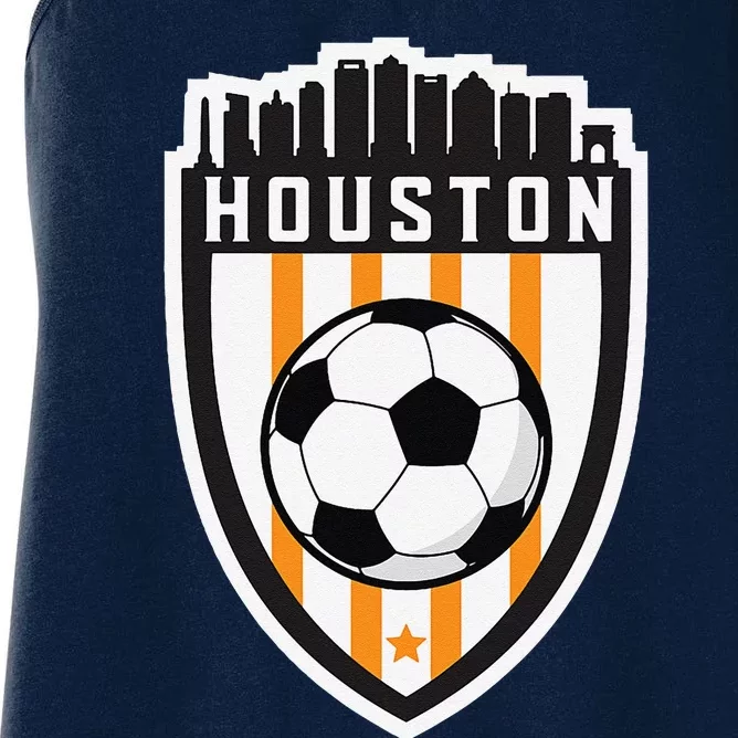 Houston Soccer City Skyline Futbol Club Match Day Fan Women's Racerback Tank