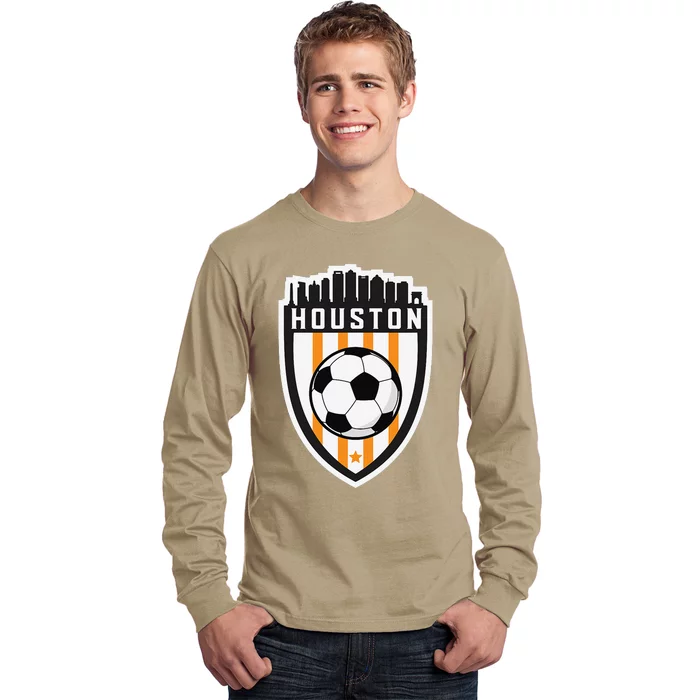 Houston Soccer City Skyline Futbol Club Match Day Fan Long Sleeve Shirt