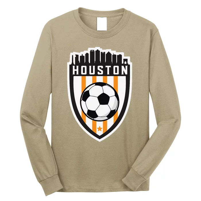 Houston Soccer City Skyline Futbol Club Match Day Fan Long Sleeve Shirt