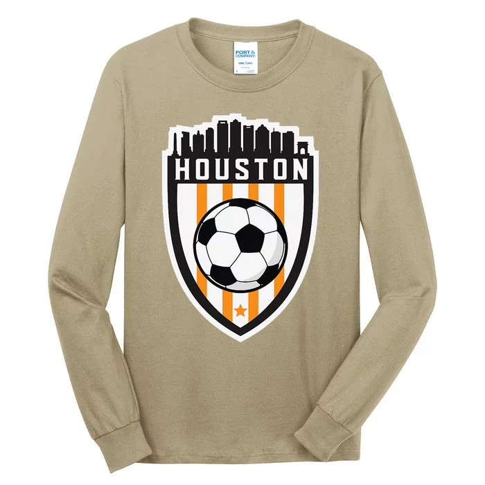 Houston Soccer City Skyline Futbol Club Match Day Fan Tall Long Sleeve T-Shirt