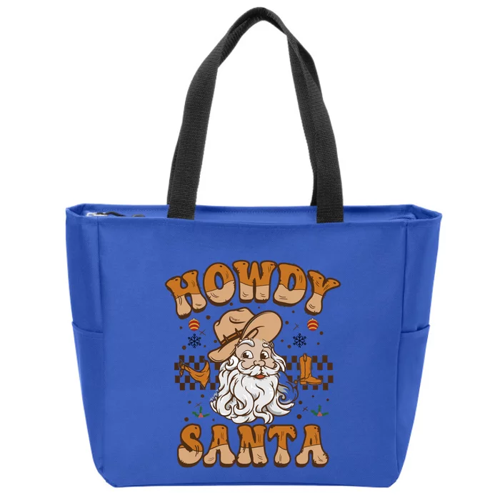 Howdy Santa Cowboy Santa Western Vintage Xmas Gift Zip Tote Bag