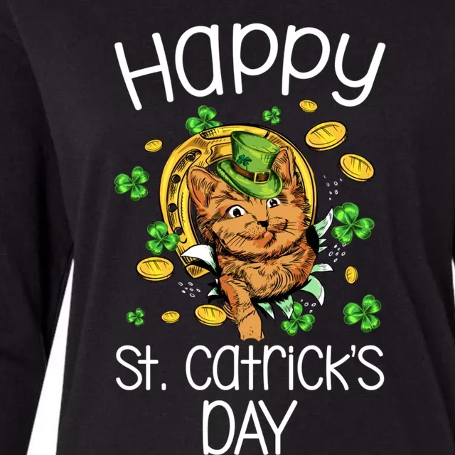 Happy St Catrick's Day Cat Cats Lover St Patricks Day Gift Womens Cotton Relaxed Long Sleeve T-Shirt