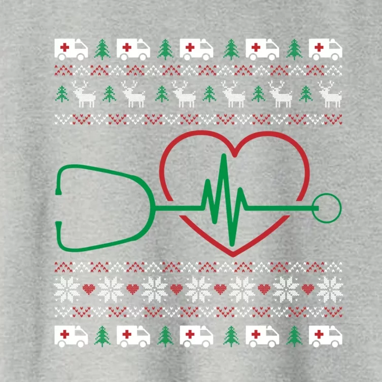 Heart Stethoscope Christmas Ugly Xgiftmas Pj Nurse Rn Nursing Gift Women's Crop Top Tee