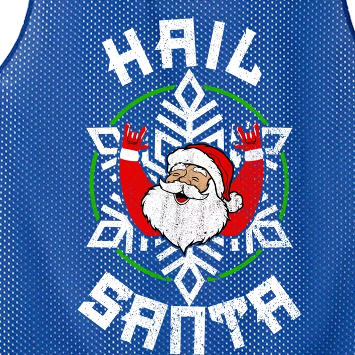 Hail Santa Christmas Funny Sleigher Rock And Roll Heavy Metal Gift Mesh Reversible Basketball Jersey Tank