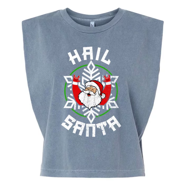 Hail Santa Christmas Funny Sleigher Rock And Roll Heavy Metal Gift Garment-Dyed Women's Muscle Tee