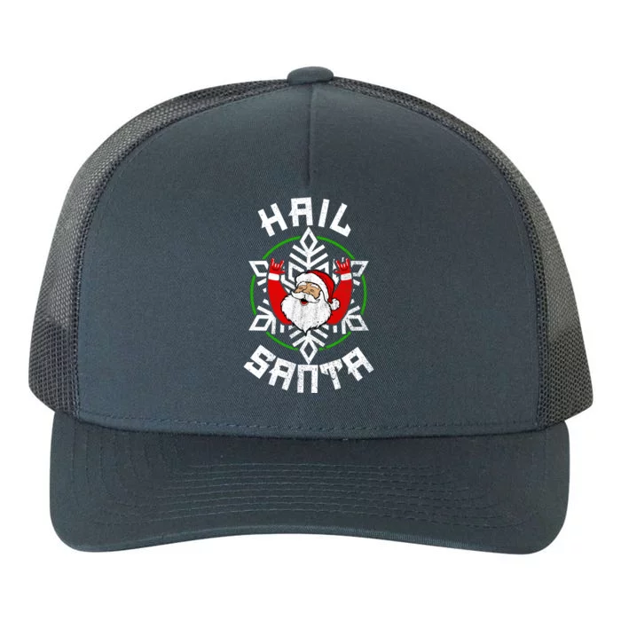 Hail Santa Christmas Funny Sleigher Rock And Roll Heavy Metal Gift Yupoong Adult 5-Panel Trucker Hat