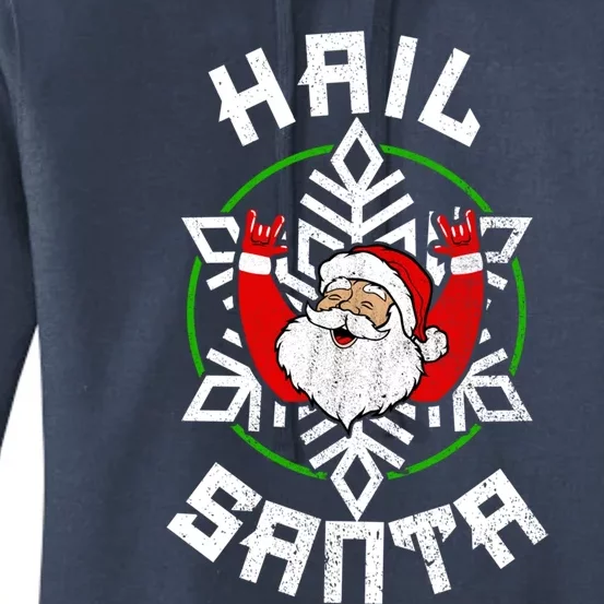 Hail Santa Christmas Funny Sleigher Rock And Roll Heavy Metal Gift Women's Pullover Hoodie