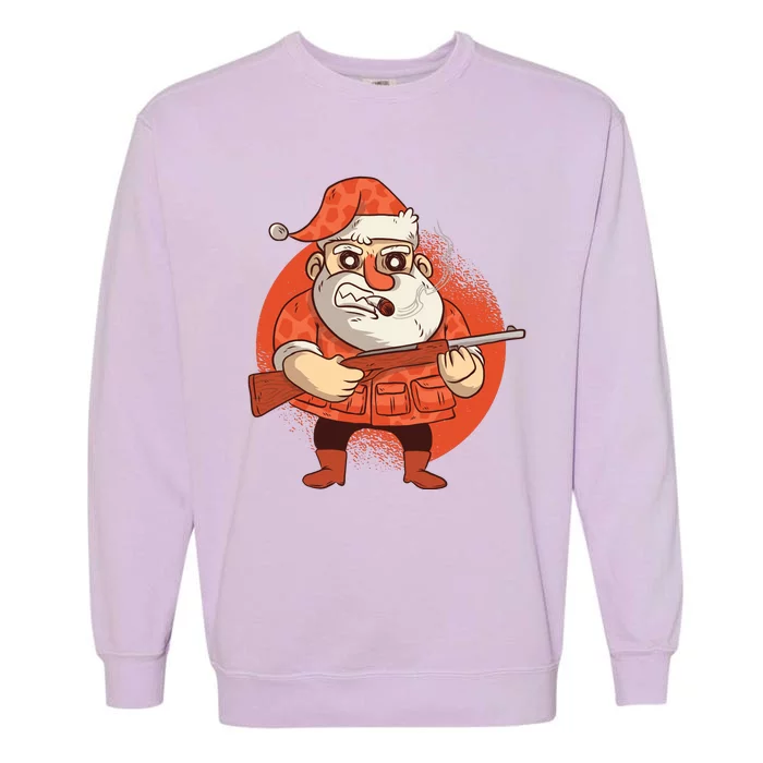 Hunting Santa Claus Garment-Dyed Sweatshirt