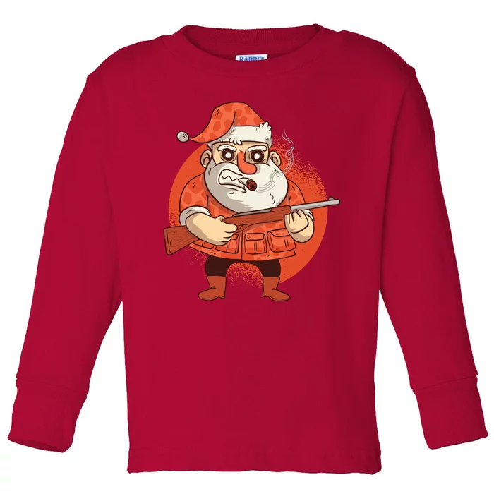 Hunting Santa Claus Toddler Long Sleeve Shirt