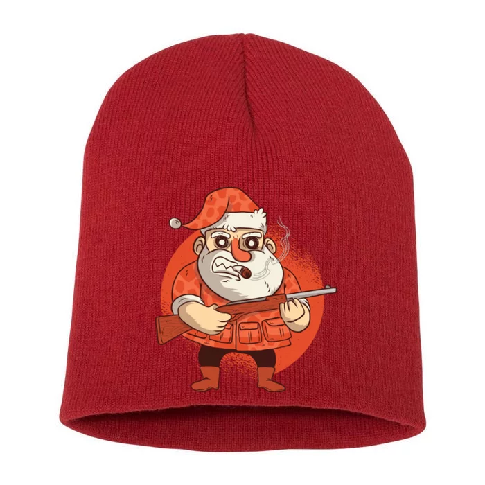 Hunting Santa Claus Short Acrylic Beanie