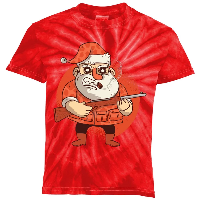 Hunting Santa Claus Kids Tie-Dye T-Shirt