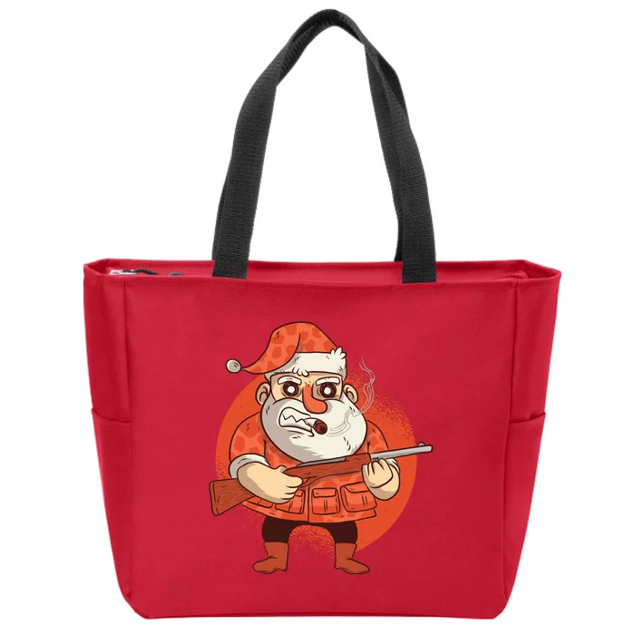 Hunting Santa Claus Zip Tote Bag