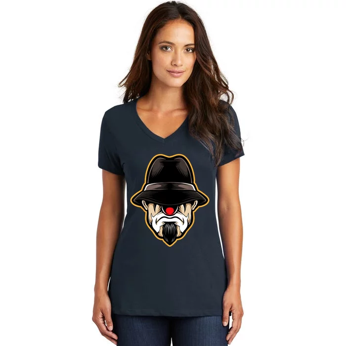 Halloween Scary Clown Cholo Gangster Women's V-Neck T-Shirt