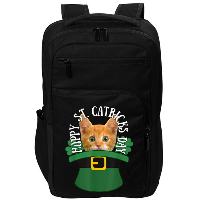 Happy St Catricks Day Orange Kitty Cat Cute Kitten Impact Tech Backpack