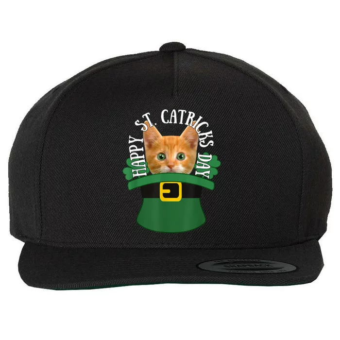 Happy St Catricks Day Orange Kitty Cat Cute Kitten Wool Snapback Cap