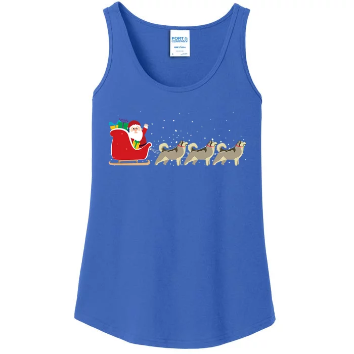 Husky Santa Christmas Sleigh Funny Husky Xmas Gift Ladies Essential Tank